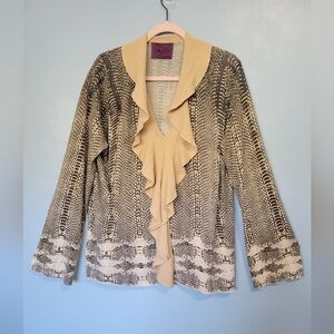 Chi by Falchi Silk Cashmere Blend Printed Sweater Top XL? see measurements